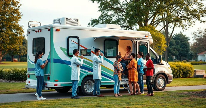 Unidade m&oacute;vel de sa&uacute;de pre&ccedil;o acess&iacute;vel para sua comunidade